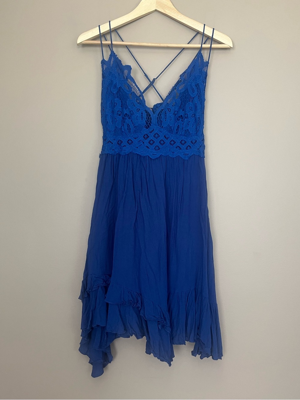 {Free People} FP One Adella Mini Slip Dress in Navy - Womens Medium
